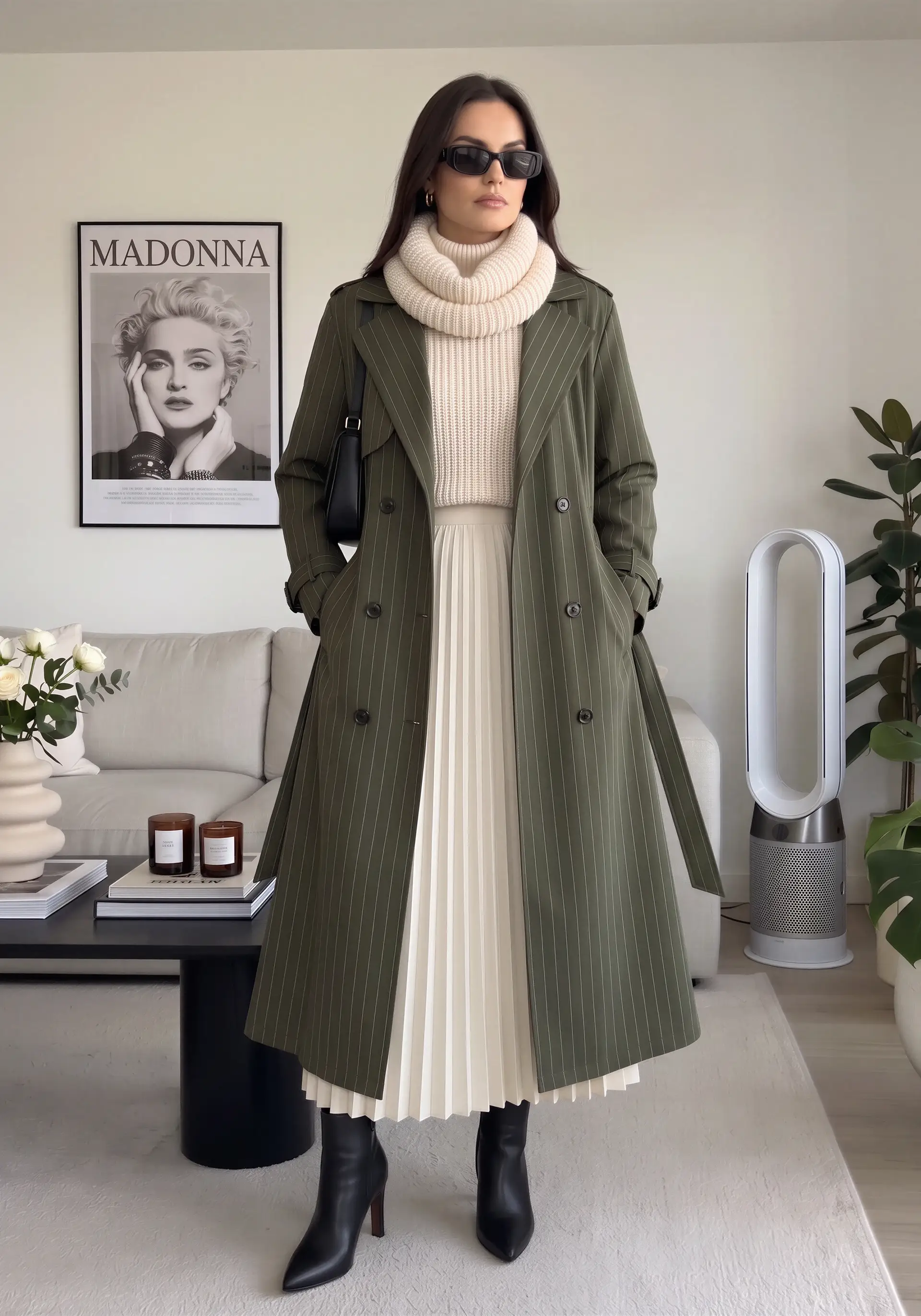 Pinstripe Trench Coat