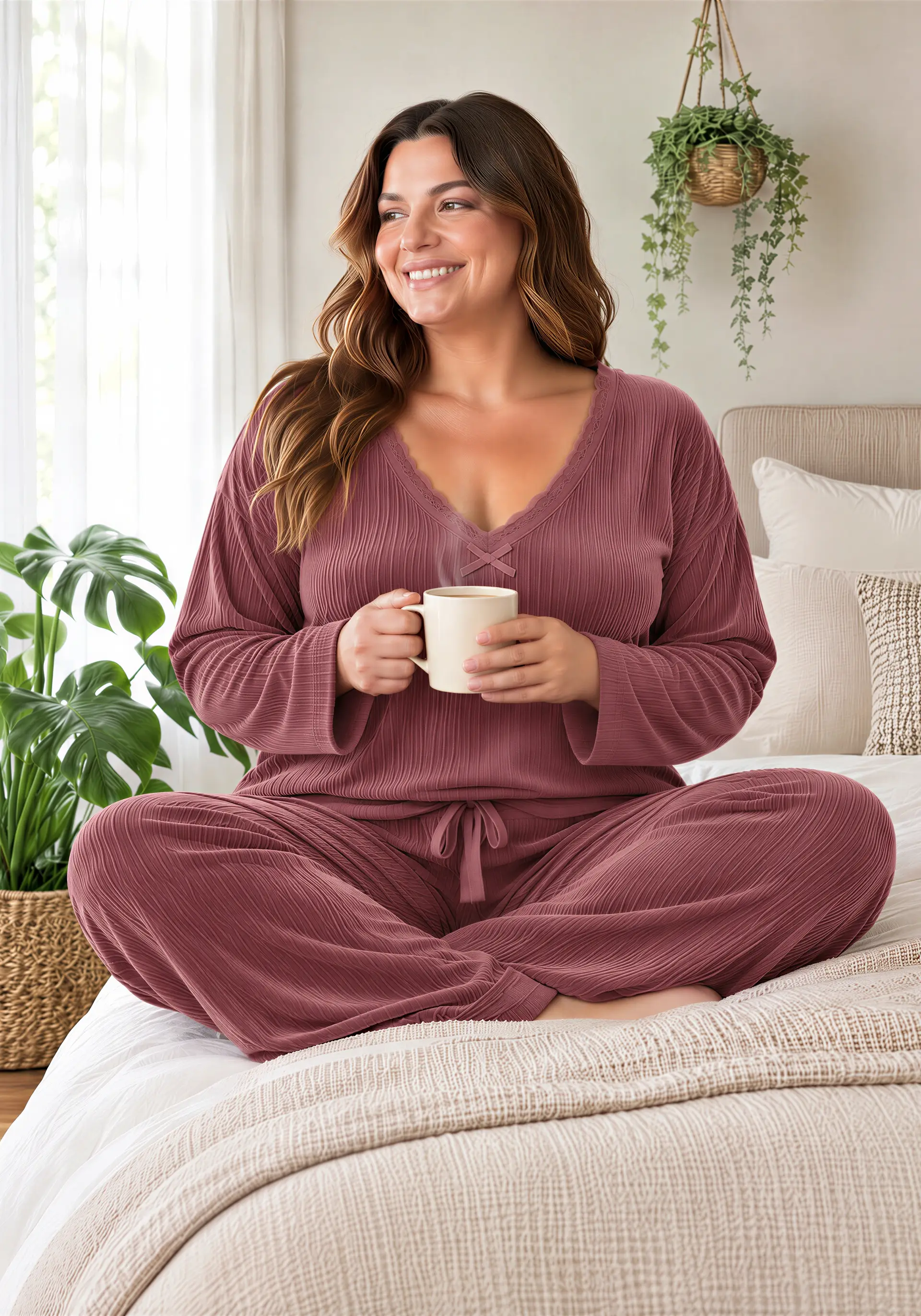 Cozy Ribbed Velvet Pajama Set